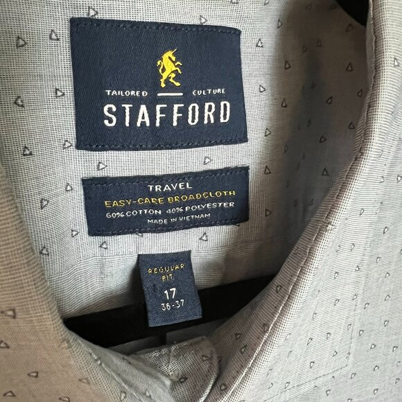 Cotton Blend Button Down Dress Shirt // Stafford Men's Neck 17 - Picture 2 of 4
